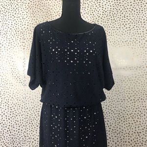 Maggy London Navy Blue eyelet Dress. Size 8